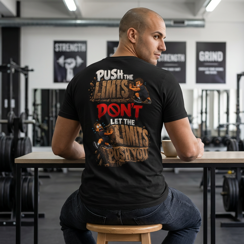 Push the Limits Tee — Motivational Vintage Gym Shirt