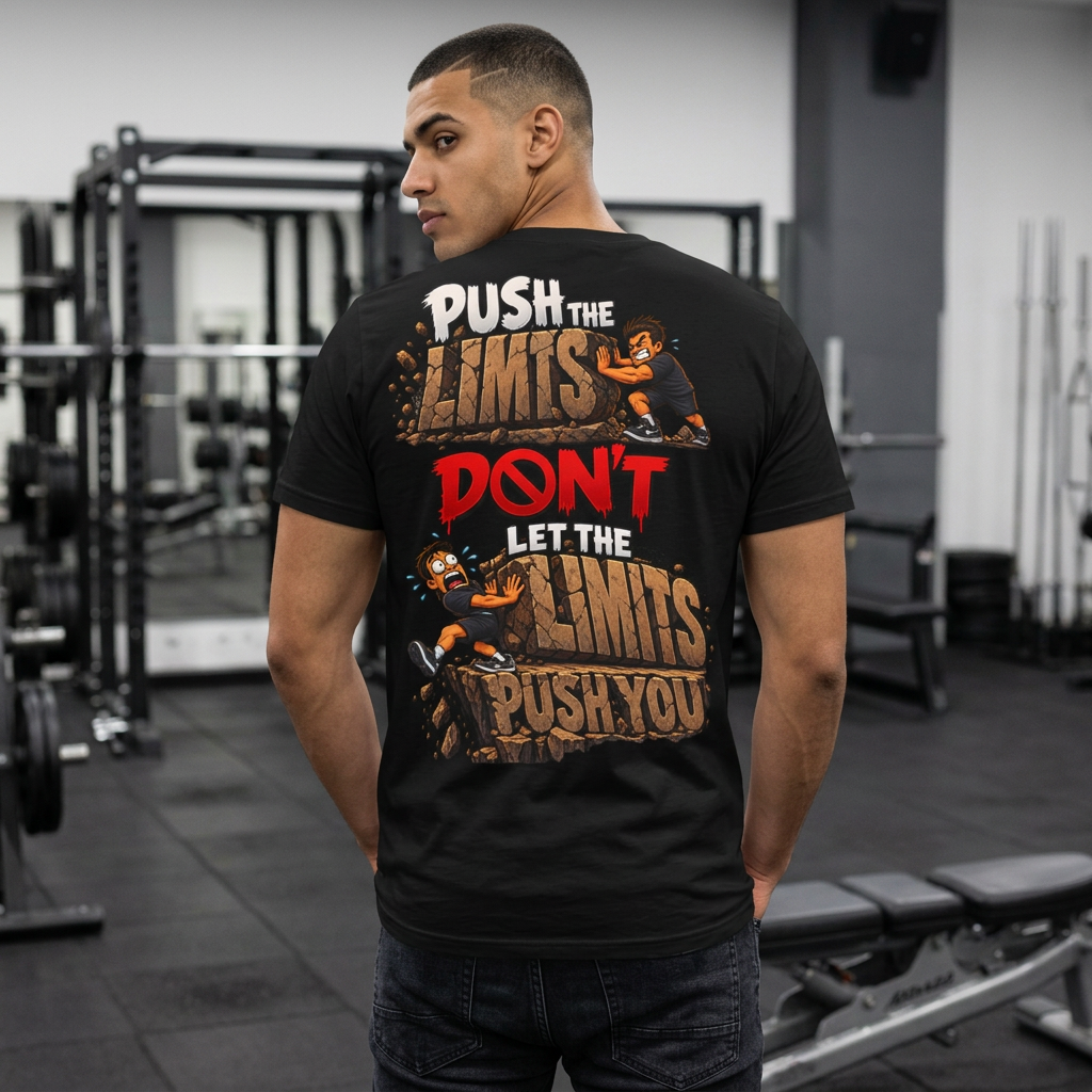 Push the Limits Tee — Motivational Vintage Gym Shirt